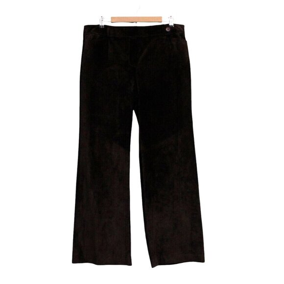 Vintage 90s Y2K Ann Taylor LOFT Suede Leather Pants Size 16 Wide Leg Retro Boho - Picture 1 of 11